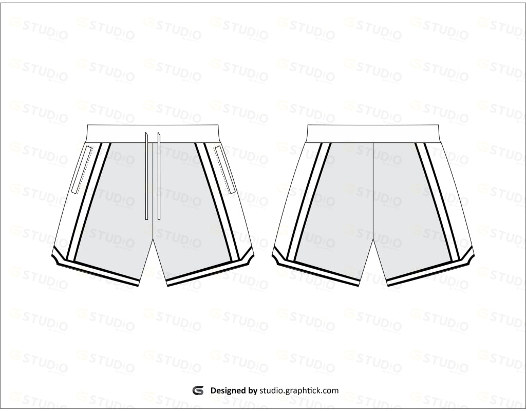 Booty Shorts Women/ Illustrator Flat Sketch Template/ Front And Back V